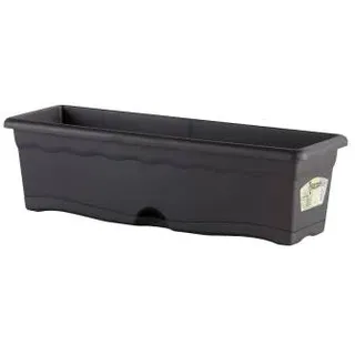 Plastiken Rechteckiger Pflanzkasten 80 x 20 cm mit integriertem Tablett in Anthrazit