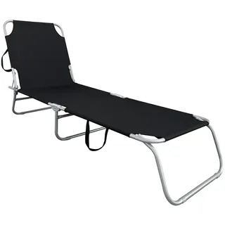 Spetebo 3-Bein Gartenliege 186 x 55 x 24 cm Schwarz