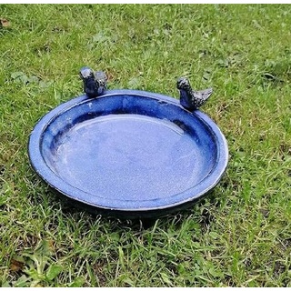 NEU !! Vogeltränke ø 30 cm Vogelbad Futterschale für Vögel Insektentränke aus Keramik blau glasiert