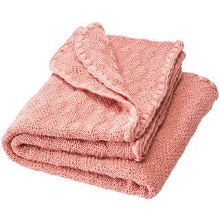 WOLL-BABYDECKE Baby & Kinder - 100% Bio-Merino – kuschelig weich & warm - 80 x 100 cm - nachhaltig & fair - im zeitlosen Ajour-Muster, ideal für Neugeborene - Made in Germany | Softpink