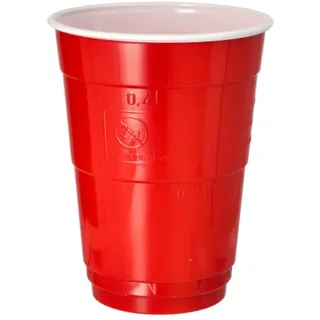 Papstar Bierbecher PS 0,4 l Ø 9,5 cm 10 St. Rot/Weiss
