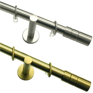 Gardinia Gardinenstangen-Set Zylinder Ø 20 mm Edelstahloptik 120 cm
