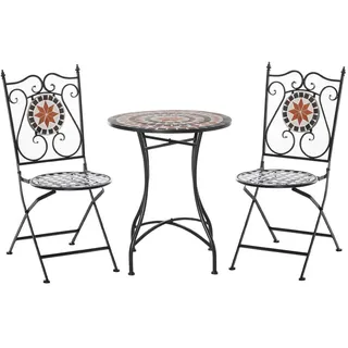 Outsunny Gartenmöbel-Set 1 Tisch+2 faltbare Stühle Terrasse Metall - bunt
