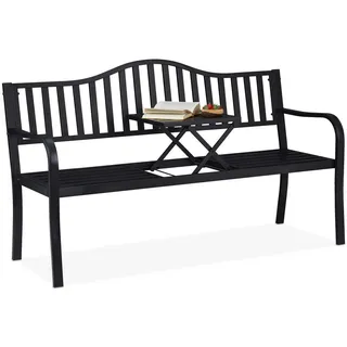 Relaxdays Gartenbank 150 x 89 x 58,5 cm Schwarz