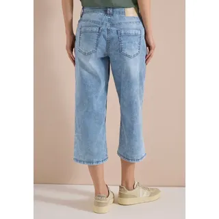 Cecil High Waist Wide Leg Jeans mit Streifen - Blau|Weiß