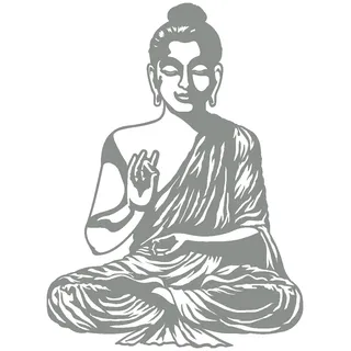 Samunshi® Wandtattoo Buddha Wandsticker 45 x 60cm mittelgrau