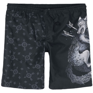 Black Premium by EMP Badeshort - Swim Shorts With Wolf Print - S bis XXL - für Männer - Größe XL - schwarz - XL