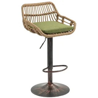 Yorbay Barhocker (2 St., Rattan + Metall), 360° Drehbar, Höhenverstellbar mit Rückenlehne grün
