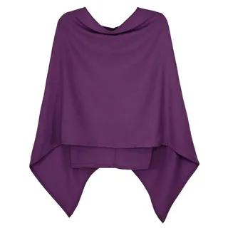 dy_mode Strickponcho Damen Poncho in Unifarben Weiches Strickponcho Cape Herbst Umhang in Unifarbe, Vorne Kurz - Seitlich Lang Schnitt lila