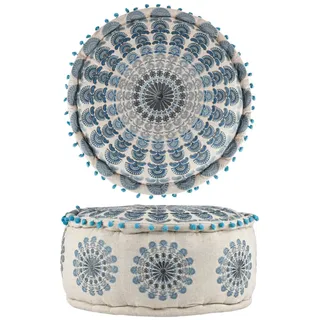 Marrakesch Orient & Mediterran Interior Pouf Garet Baumwolle 50 x 25 cm Blau