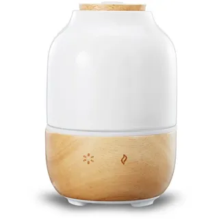Tekoo Diffuser Aroma Diffuser Keramik & Holz 130ml – Ultraschall Vernebler Leise, 0,13 l Wassertank, Keramikgehäuse, Flüsterleise <28dB, BPA-frei, Kautschukholz weiß