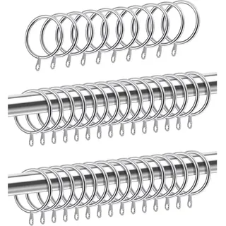 40er Pack Gardinenringe aus Metall für Gardinen und Stangen, Innendurchmesser 30 mm, Silberne Metallringe, für Gardinenstangen, Gardinenzubehör