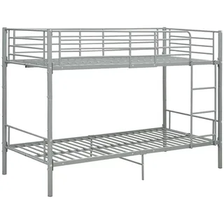 vidaXL Etagenbett Kinderbett Hochbett Metallbett Bett Stockbett Bettgestell Doppelstockbett Schlafzimmer Kinderzimmer Grau Metall 90x200cm