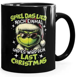 MoonWorks Tasse Tasse Weihnachten Grinch Geschenkidee Weihnachtsmuffel Kaffebecher, Keramik schwarz
