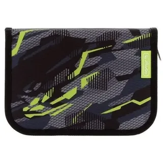 Herlitz Federmäppchen befüllt Wild Panther anthrazit, grün 31-teilig, 20,5 x 3,8 cm