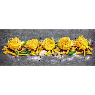 levandeo Glasbild 80x30cm Wandbild Glas Pasta Nudeln Küche Deko Wanddeko Italien Küchendeko Küchenbild