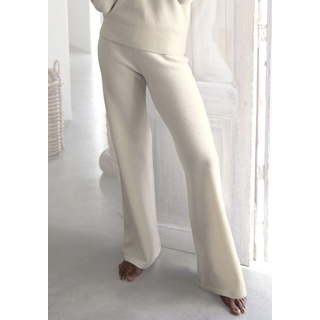 Strickhose LASCANA "-Loungehose" Gr. 32/34, N-Gr, beige (creme) Damen Hosen Relaxhosen