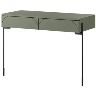 Lomadox Schminktisch SPLIT-141, oliv grün matt 104 cm Tischbeine Metall 2 Schubladen grifflos grün