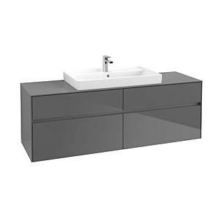 Waschbeckenunterschrank 160 x 55 cm Glossy Grey