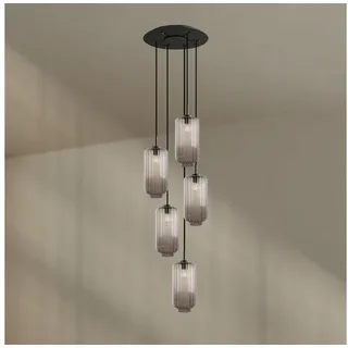 s.luce Velo 5-flg. Ø 60 cm rund schwarz Glas