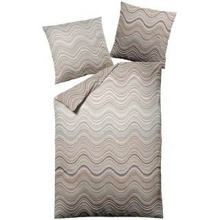 Dormisette Edel Biber Bettwäsche 135x200 Wellen braun türkis 2814-031