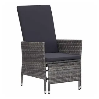 vidaXL Polyrattan Garten-Liegestuhl 63 x 131 x 106 cm grau inkl. Auflagen