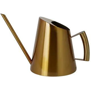 Edelstahl Gießkannen, Langer Mund Giesskanne, Metall Klein Blumengießkanne Wasserkanne, Bewässerungsgeräte, für Büro Garten Zimmer Drinnen und Draußen, 1300ml, Gold