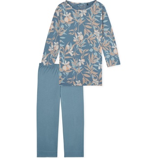 Schiesser, Damen, Pyjama, Comfort Nightwear Schlafanzug, Blau, (3XL)