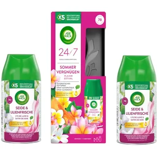 Air Wick Freshmatic Starterset + Duopack Nachfüller (Starter-Set Sommervergnügen, Duopack Seide & Lilienduft)