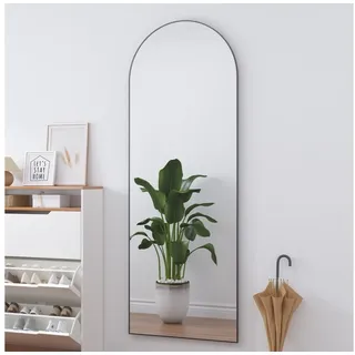 CASSILANDO Ganzkörperspiegel gewölbter Bodenspiegel, großer Boden-Spiegel,mit Alu-Rahmen,162*53cm (Packung), Ganzkörperspiegel mit Halterung, Wandspiegel,Gewölbter Schminkspiegel schwarz 53 cm x 162 cm