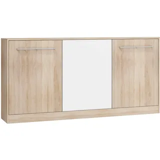 BIM Furniture Wandbett Horizontal Schrankbett Roger 90x200 cm Wandklappbett, Schrankklappbett, Schrank mit integriertem Klappbett, Funktionsbett (Sonoma Eiche/Weiss, Ohne zusätzlichen Regalen)