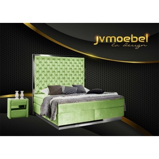 JVmoebel Schlafzimmer-Set, Boxspringbett Bett 2x Nachttisch 3 tlg. Schlafzimmer Set Möbel grün