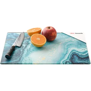 ALLboards Schneidebrett Glas 1 30 x 40 cm Blau/Gold/Türkis