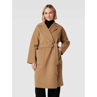 Mantel aus Wolle mit Bindegürtel Modell 'ROVO', Camel, 46