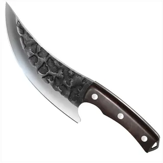 KEENZO Ausbeinmesser Wikinger Messer Handgeschmiedet Chefmesser Grillmesser Outdoor Messer braun