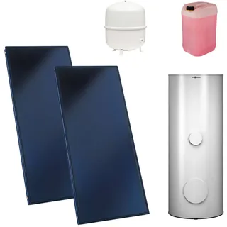 Viessmann Paket Vitosol 200-FM SV2F Flachkollektor mit ThermProtect, 4,6m2, TW Vitocell 100-B 300l CVBC vitopearlwhite - S...