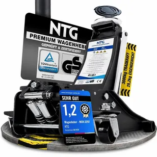 NTG Hydraulischer Wagenheber 3T – 75–505 mm – Extra flach – Doppelkolben-Schnellhub mit Doppelzylinder Lowline Wagenheber Hydraulisch