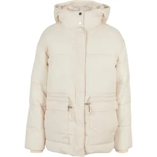 Winterjacke URBAN CLASSICS "Urban Classics Damen Ladies Waisted Puffer Jacket" Gr. XL, beige (whitesand) Damen Jacken Winterjacken