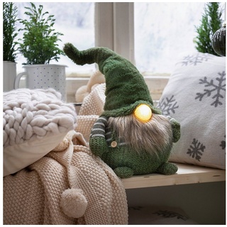 Dekoleidenschaft Wichtel in grün, 50 cm hoch, mit LED-Beleuchtung, Batterie-betrieben, (1 St), Weihnachtswichtel, Dekowichtel, Wichtelfigur, Dekofigur grün