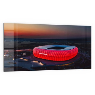 DEQORI Glasbild Acrylglas | Motiv "Allianz Arena, München" | horizontal einteilig 100x50 cm | schöne Dekoration | Wandbild für Wohnzimmer, Schlafzimmer, Flur & Küche | moderne Wanddeko