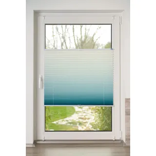 K-Home® Klemmfix-Plissee Farbverlauf Petrol B90 x H210 cm