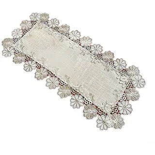 Eawfgtuw Tischläufer aus Leinen, rechteckig, mit Spitzenbesatz, europäischer Stil, Vintage-Tischdecke für Esstisch, elegante Dekoration für Zuhause, Küche, 40 x 120 cm