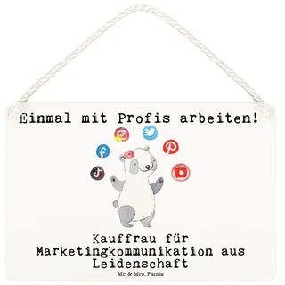 Mr. & Mrs. Panda Hinweisschild Kauffrau für Marketingkommunikation Leidenschaft, Schild DIN A6, Weiß, (Packung), wandtafel Wandschild Holzschild weiß