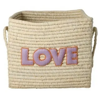 rice Aufbewahrungskorb Raffia Aufbewahrungskorb LOVE mit Griffen, handgefertigt, 30 cm