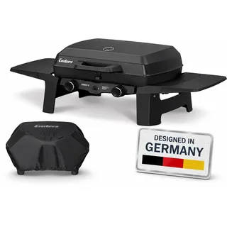 Enders® Gasgrill Urban II Tischgrill, Campinggrill, Balkongrill & mobiler Grill, 2 Edelstahlbrenner 4,4 kW, Grillen/Kochen/Backen, klappbar, inkl. Premium Wetterschutzhülle
