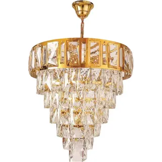JVmoebel Kronleuchter Deckenleuchter Kronleuchter Luxus Gold Deckenlampe Luster Kristall, Made in Europa goldfarben