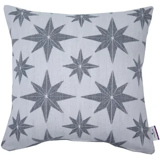 TOM TAILOR Weihnachtskissen grau – Wollmischgewebe – Kissenbezug Weihnachten – Sterne Weihnachtsmotiv – Deko Kissenbezuge 45x45cm kuschelig weich, für Sofa Bett & als Geschenkidee