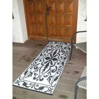 Outdoorteppich Balkonteppich, Outdoor-Teppich, wetterfest, 70 x 200 cm schwarz-weiss, Deko-Impression