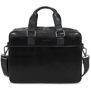 Marc Peter® Sydney Lehrertasche Herren Leder Aktentasche Laptoptasche Bürotasche Businesstasche groß XXL Umhängetasche Schwarz Leder - L