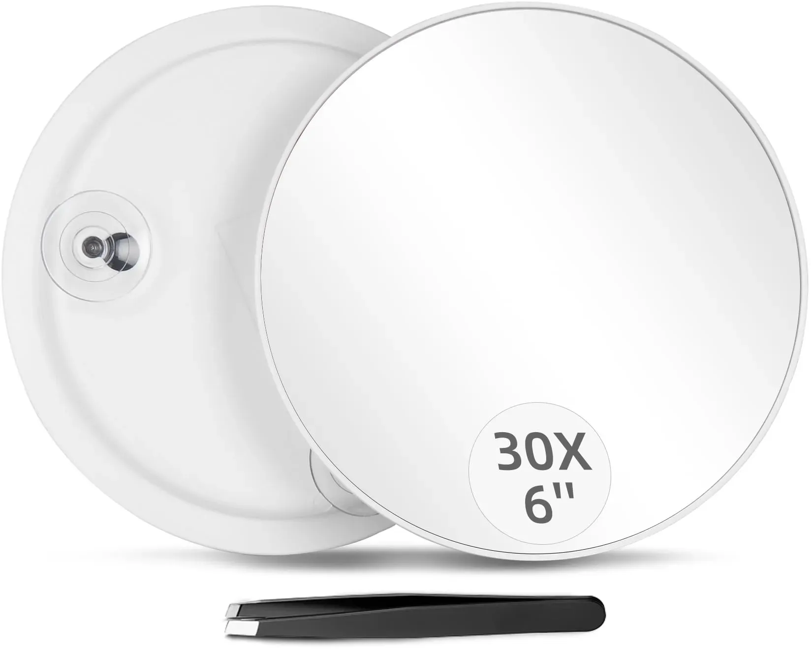 Beleuchteter Vergrößerungsspiegel 30-fach – 15,2 Cm Großer Make-up-Spiegel Mit Saugnäpfen, USB-C, 5x-30x Vergrößerung